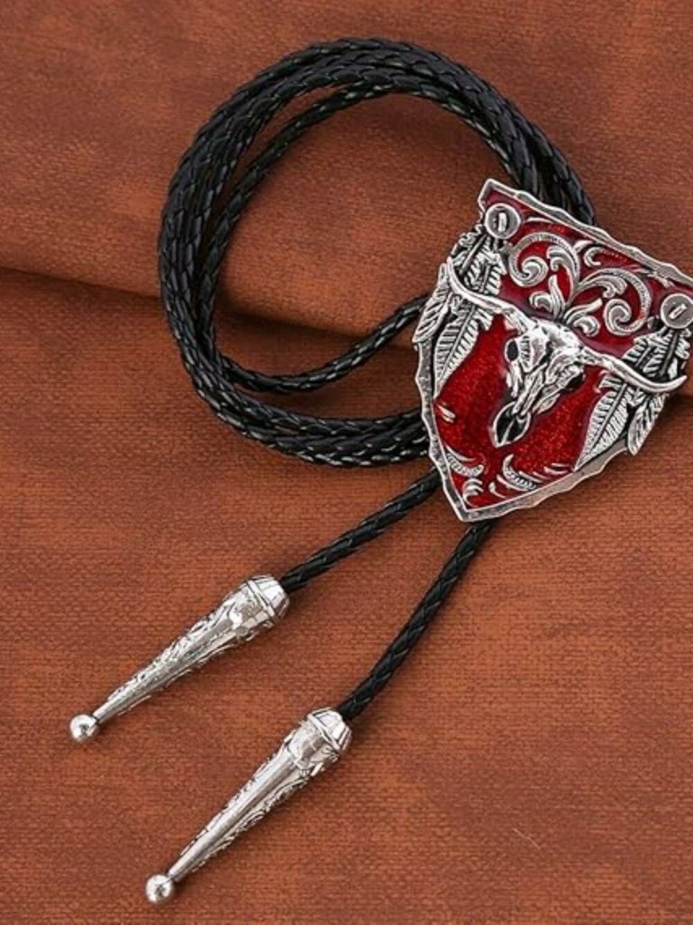 New Bolo Tie Men Western 3D Cowboy Hat Bolo Knight Steer Head Feathers etc